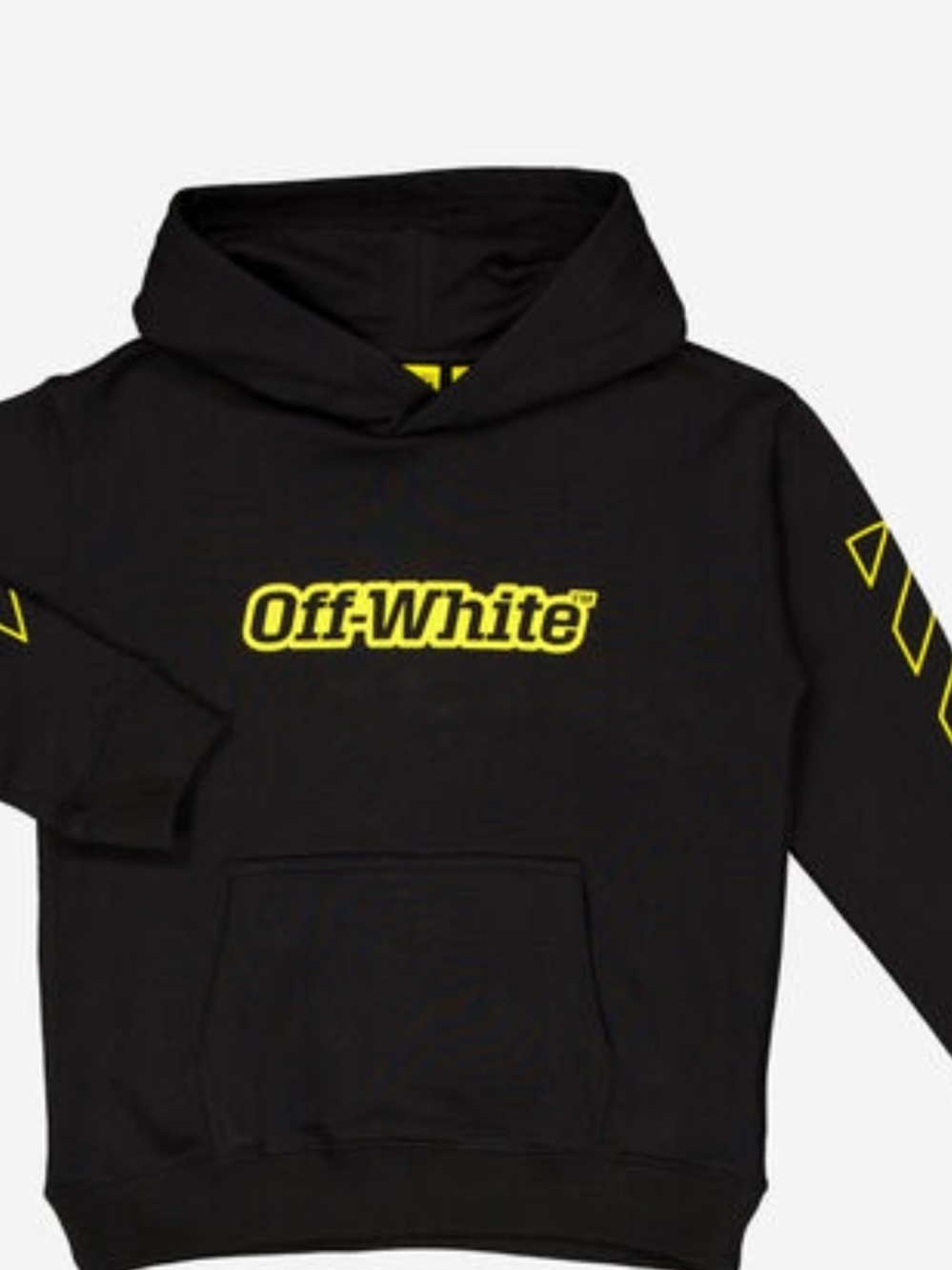 Off-White Kids Black Hoodie with Yellow Logo